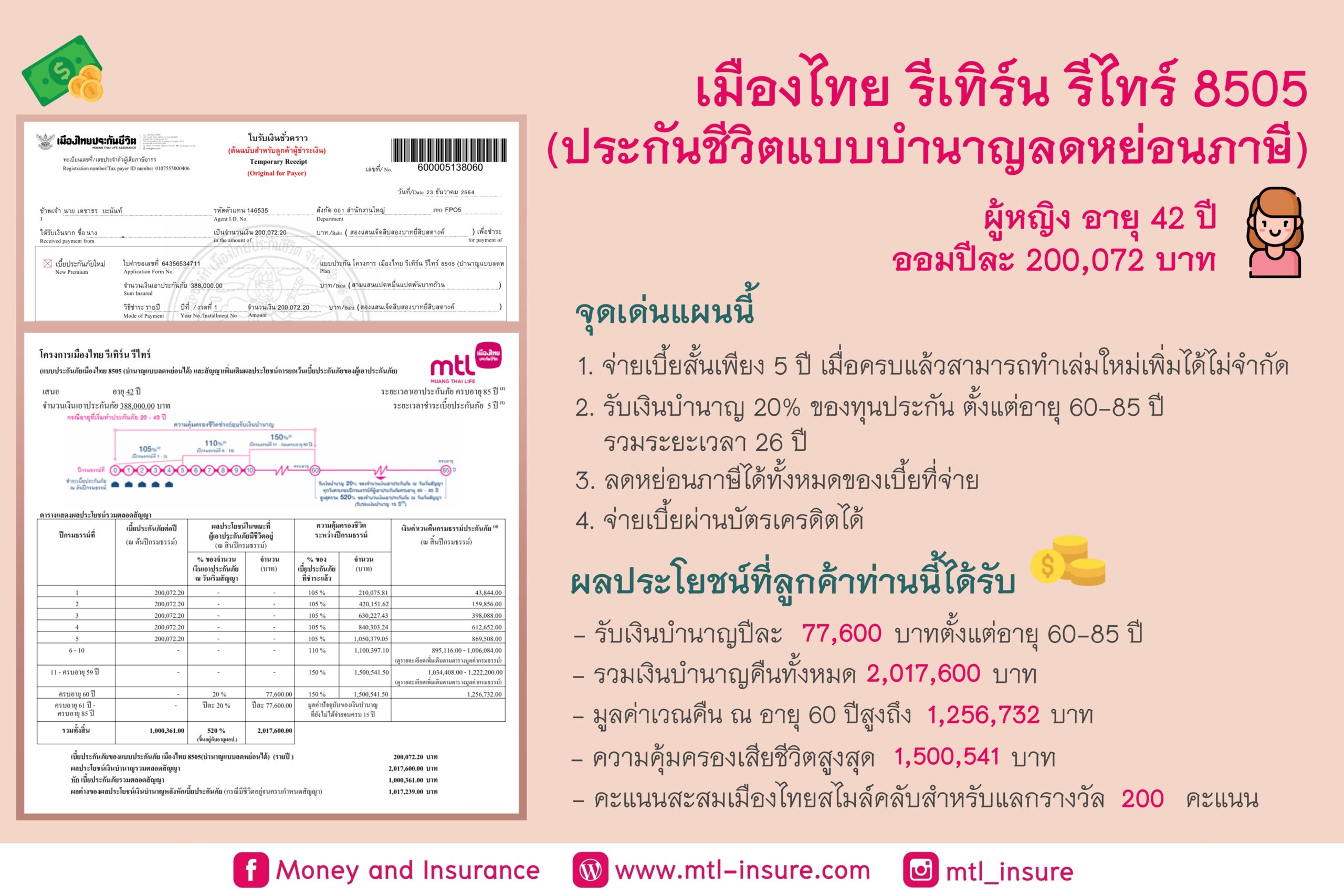 เมืองไทยรีเทิร์น รีไทร์ 8505 (บำนาญแบบลดหย่อนได้)