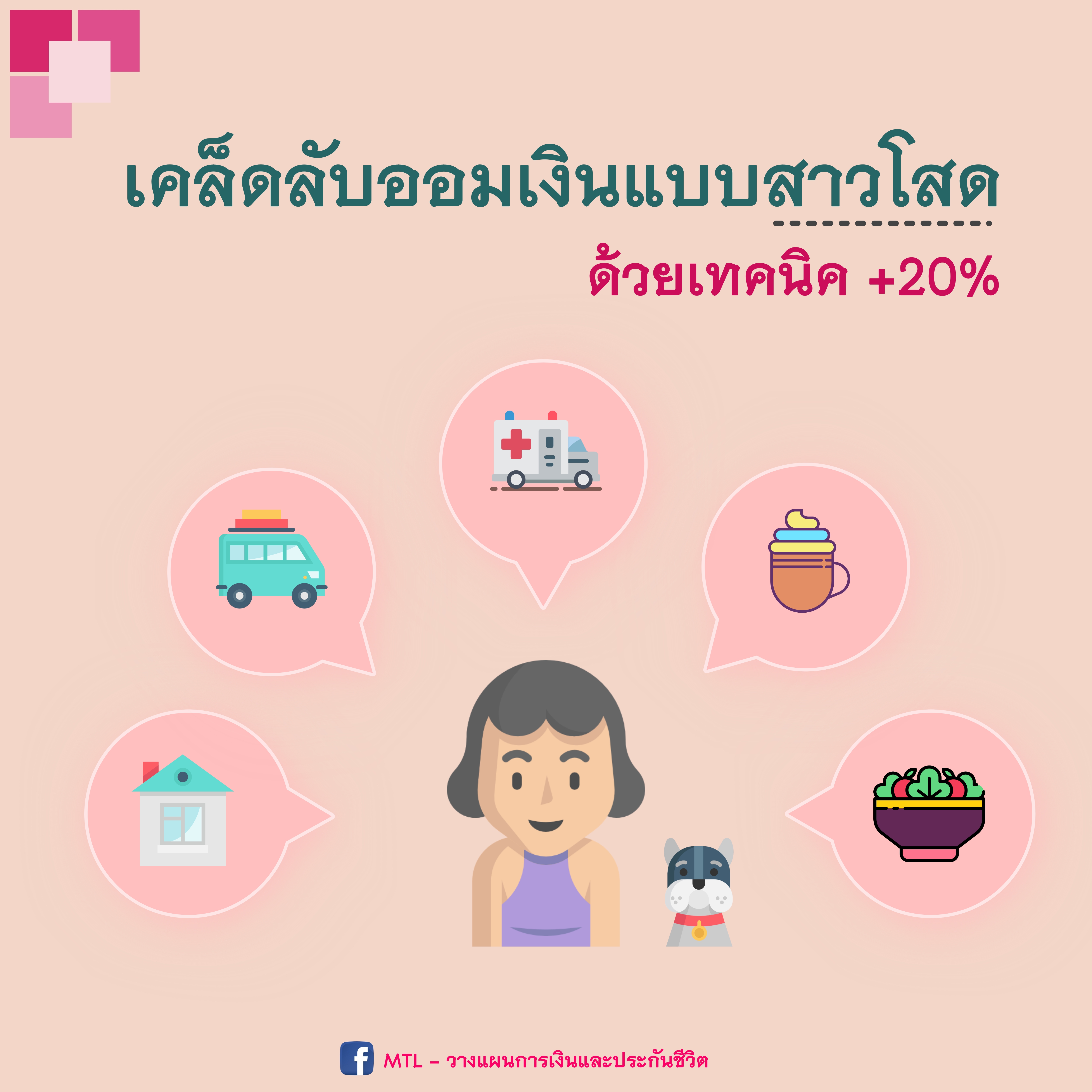 เคล็ดลับออมเงินแบบสาวโสด!! ด้วยเทคนิค +20%